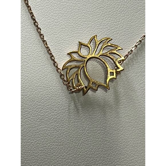 BSI Italy 925 Sterling Vermeil Open Lotus Chain Necklace 16” - Picture 3 of 8